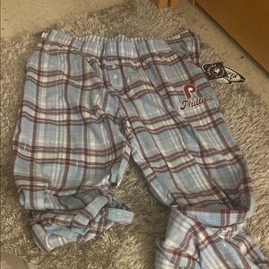Genuine Merchandise Plaid Pajama Bottoms - Light Blue and Maroon